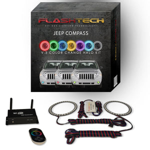 Jeep-Compass-2007, 2008, 2009, 2010-LED-Halo-Fog Lights-RGB-Bluetooth RF Remote-JE-CP0710-V3FBTRF
