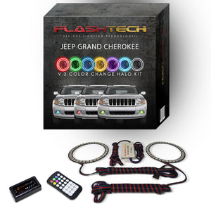 Jeep-Grand Cherokee-2005, 2006, 2007, 2008, 2009, 2010-LED-Halo-Fog Lights-RGB-Bluetooth RF Remote-JE-GC0510-V3FBTRF