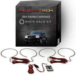 Jeep-Grand Cherokee-2005, 2006, 2007, 2008, 2009, 2010-LED-Halo-Headlights-White-RF Remote White-JE-GC0510-WHRF