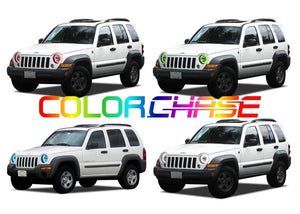 Jeep-Liberty-2002, 2003, 2004, 2005, 2006, 2007-LED-Halo-Headlights-ColorChase-No Remote-JE-LI0207-CCH