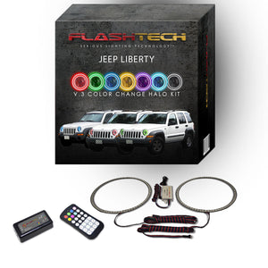 Jeep-Liberty-2002, 2003, 2004, 2005, 2006, 2007-LED-Halo-Headlights-RGB-Bluetooth RF Remote-JE-LI0207-V3HBTRF