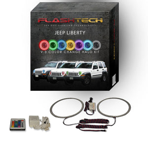 Jeep-Liberty-2002, 2003, 2004, 2005, 2006, 2007-LED-Halo-Headlights-RGB-Bluetooth RF Remote-JE-LI0207-V3HBTRF