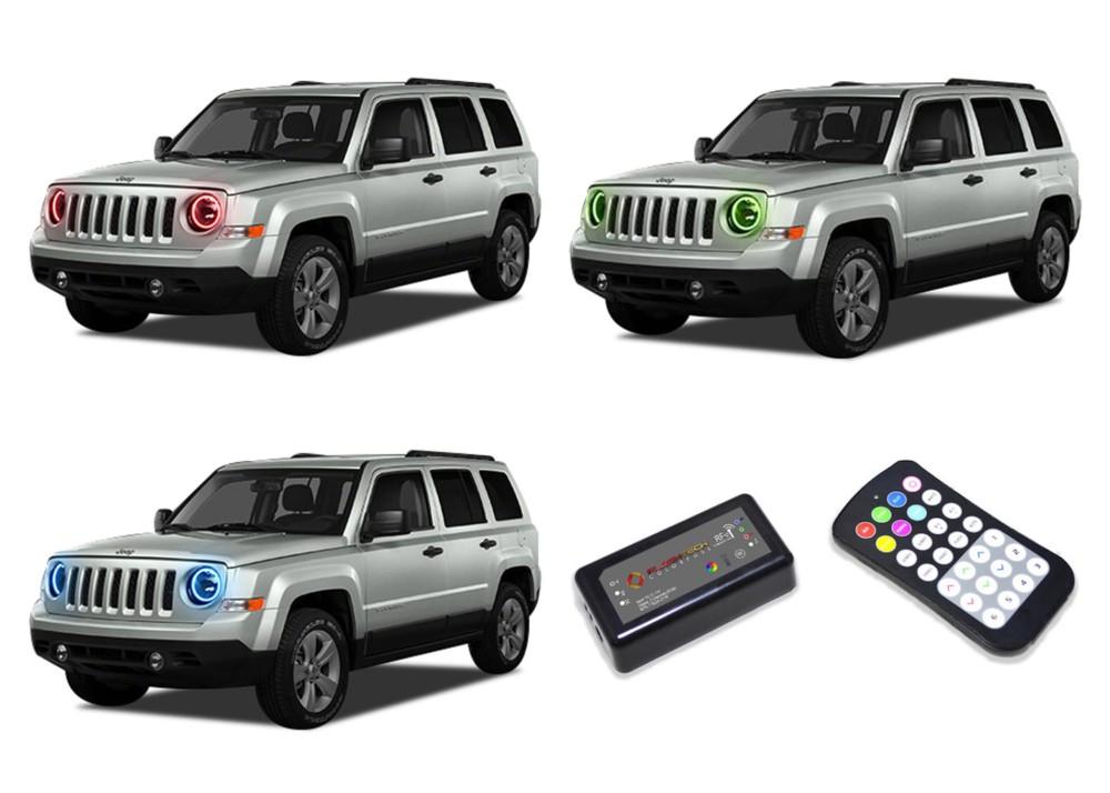 Jeep-Patriot-2007, 2008, 2009, 2010, 2011, 2012, 2013, 2014, 2015, 2016-LED-Halo-Headlights-RGB-Colorfuse RF Remote-JE-PT0710-V3HCFRF
