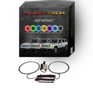 Jeep-Patriot-2007, 2008, 2009, 2010, 2011, 2012, 2013, 2014, 2015, 2016-LED-Halo-Headlights-RGB-No Remote-JE-PT0710-V3H
