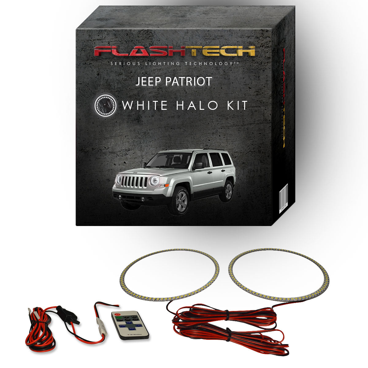 Jeep-Patriot-2007, 2008, 2009, 2010, 2011, 2012, 2013, 2014, 2015, 2016-LED-Halo-Headlights-White-RF Remote White-JE-PT0710-WHRF