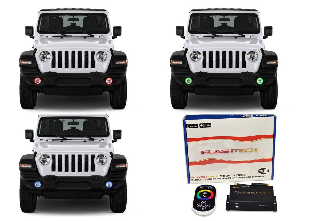 Jeep-Wrangler-2018, 2019-LED-Halo-Fog Lights-RGB-WiFi Remote-JE-WR18JL-V3FWI