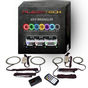 Jeep-Wrangler-2018, 2019-LED-Halo-Headlights and Fog Lights-RGB-Bluetooth RF Remote-JE-WR18JL-V3HFBTRF