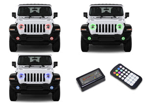 Jeep-Wrangler-2018, 2019-LED-Halo-Headlights and Fog Lights-RGB-Colorfuse RF Remote-JE-WR18JL-V3HFCFRF