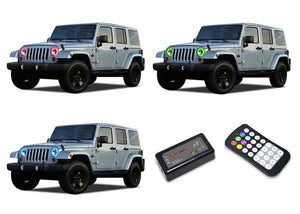 Jeep-Wrangler-2007, 2008, 2009, 2010, 2011, 2012, 2013, 2014, 2015, 2016, 2017-LED-Halo-Headlights-RGB-Colorfuse RF Remote-JE-WR9715-V3HCFRF