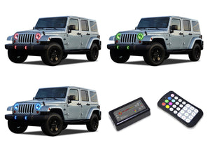 Jeep-Wrangler-2007, 2008, 2009, 2010, 2011, 2012, 2013, 2014, 2015, 2016, 2017-LED-Halo-Headlights and Fog Lights-RGB-Colorfuse RF Remote-JE-WR9715-V3HFCFRF