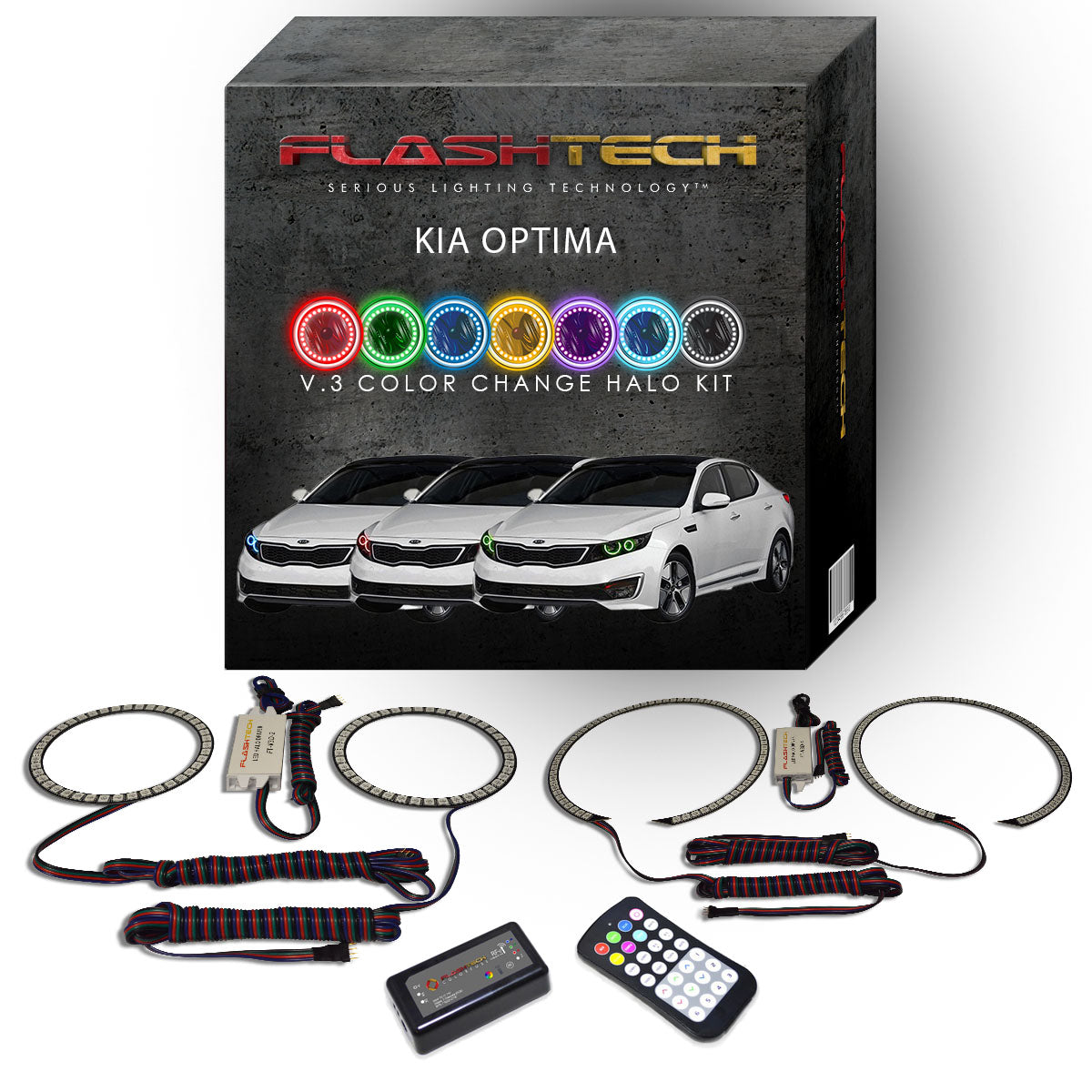 Kia-Optima-2011, 2012, 2013-LED-Halo-Headlights-RGB-RF Remote-KI-OP1113-V3HRF