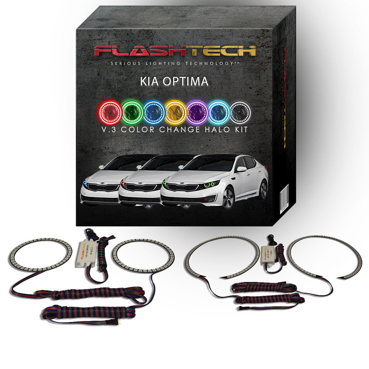 Kia-Optima-2011, 2012, 2013-LED-Halo-Headlights-RGB-No Remote-KI-OP1113-V3H