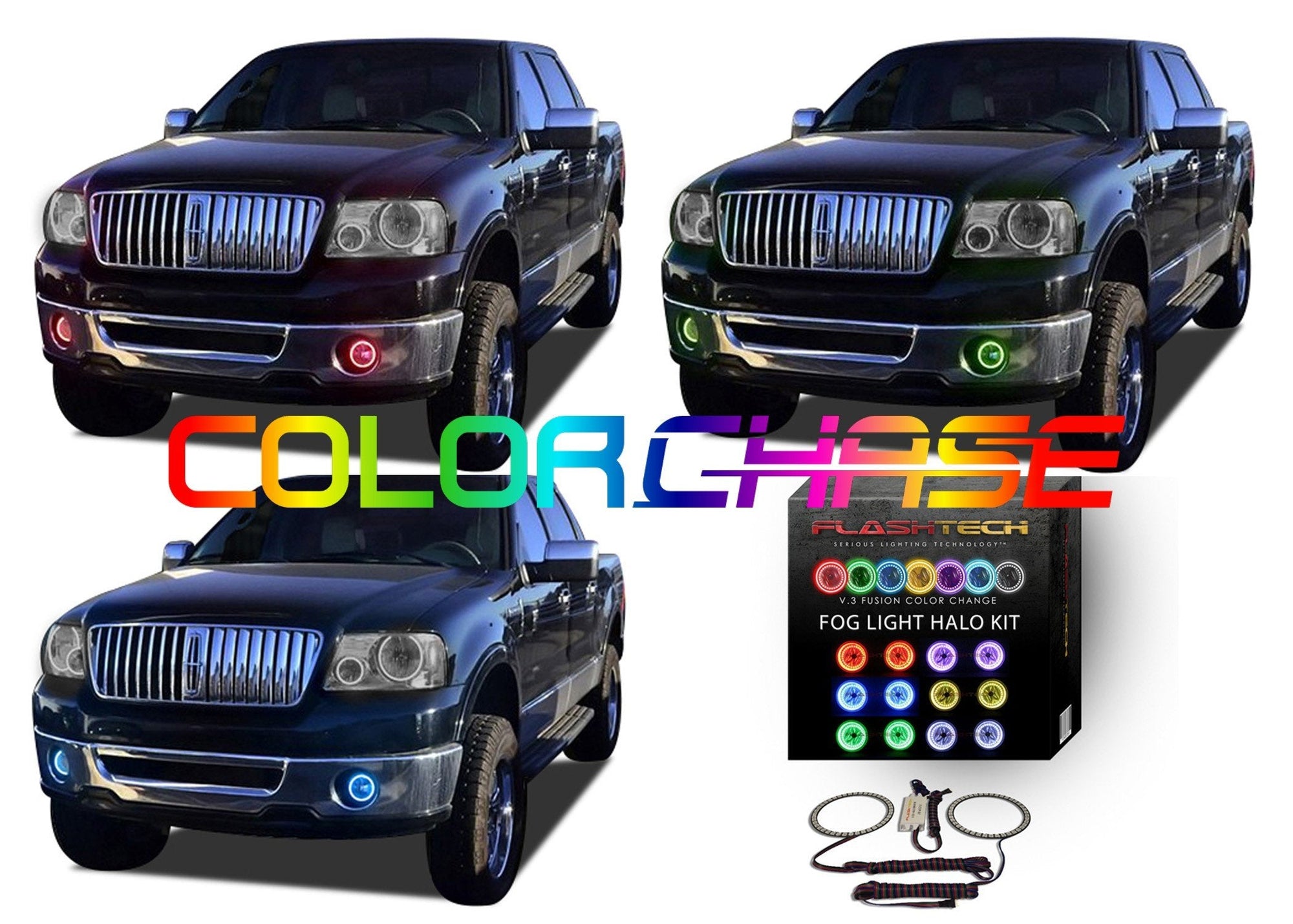 Lincoln-Mark LT-2006, 2007, 2008-LED-Halo-Fog Lights-ColorChase-No Remote-LI-MLT0608-CCF