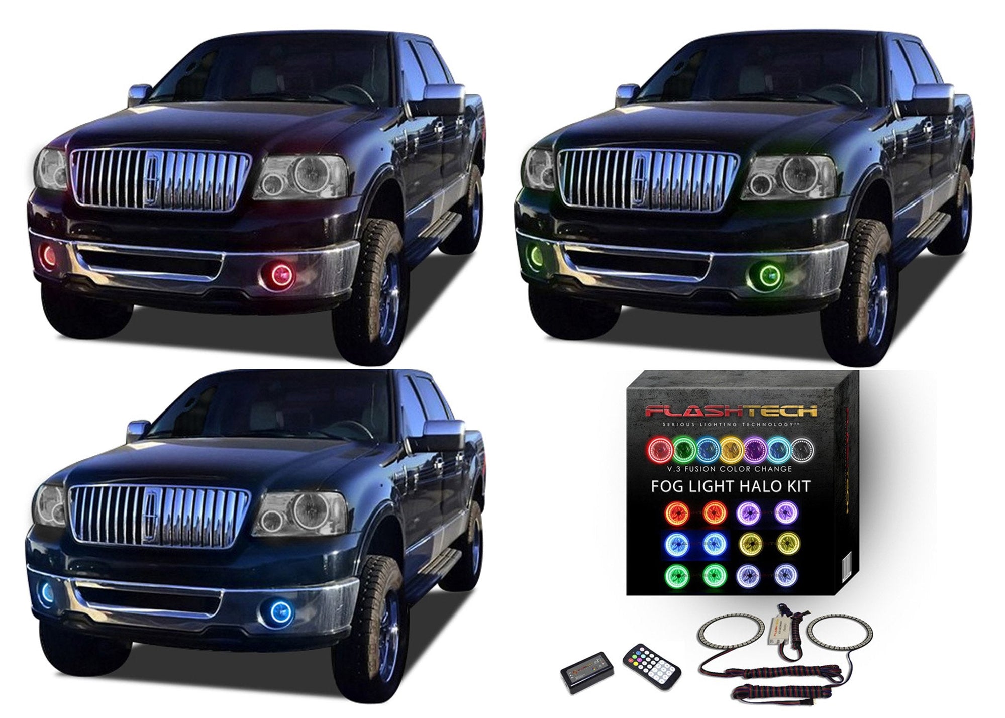 Lincoln-Mark LT-2006, 2007, 2008-LED-Halo-Fog Lights-RGB-Colorfuse RF Remote-LI-MLT0608-V3FCFRF