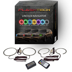 Lincoln-Navigator-2003, 2004, 2005, 2006-LED-Halo-Headlights-RGB-RF Remote-LI-NV0306-V3HRF
