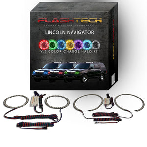 Lincoln-Navigator-1998, 1999, 2000, 2001, 2002-LED-Halo-Headlights-RGB-No Remote-LI-NV9802-V3H