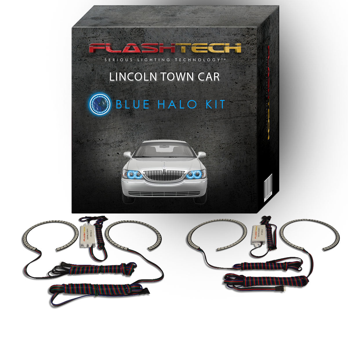 Lincoln-Town Car-2005, 2006, 2007, 2008, 2009, 2010, 2011-LED-Halo-Headlights-RGB-No Remote-LI-TC0511-V3H