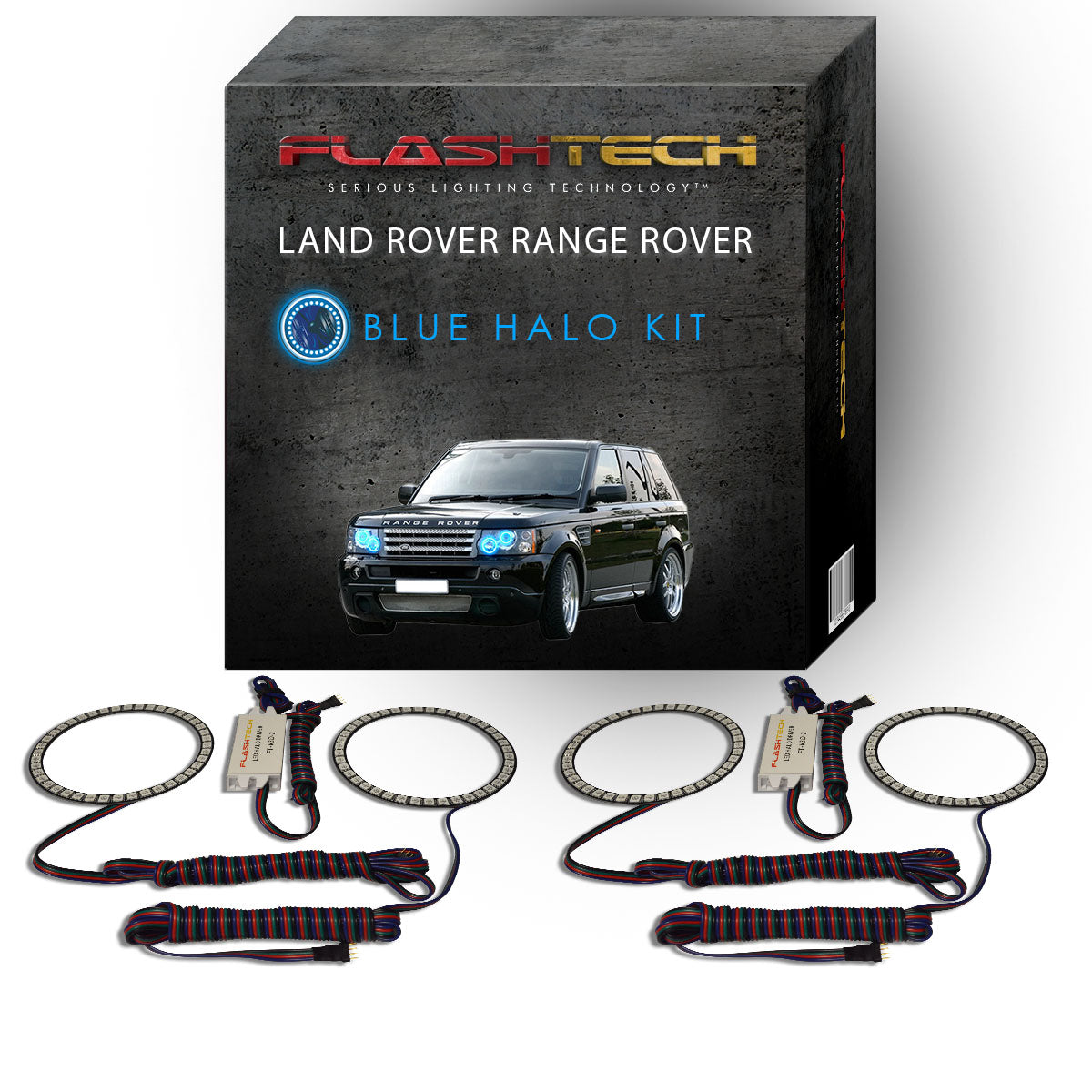 Land Rover-Range Rover-2006, 2007, 2008, 2009, 2010-LED-Halo-Headlights-RGB-No Remote-LR-RR0610-V3H