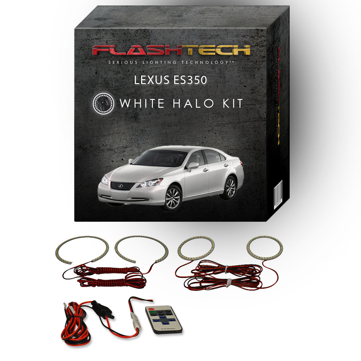 Lexus-ES350-2007, 2008, 2009-LED-Halo-Headlights-White-RF Remote White-LX-ES30709-WHRF
