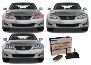 Lexus-IS250-2006, 2007, 2008-LED-Halo-Headlights-RGB-WiFi Remote-LX-IS2500608-V3HWI