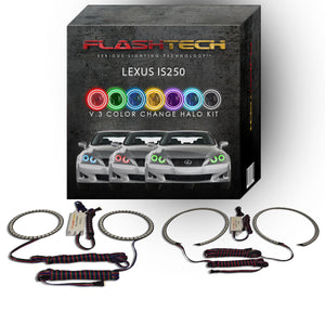 Lexus-IS250-2006, 2007, 2008-LED-Halo-Headlights-RGB-No Remote-LX-IS2500608-V3H