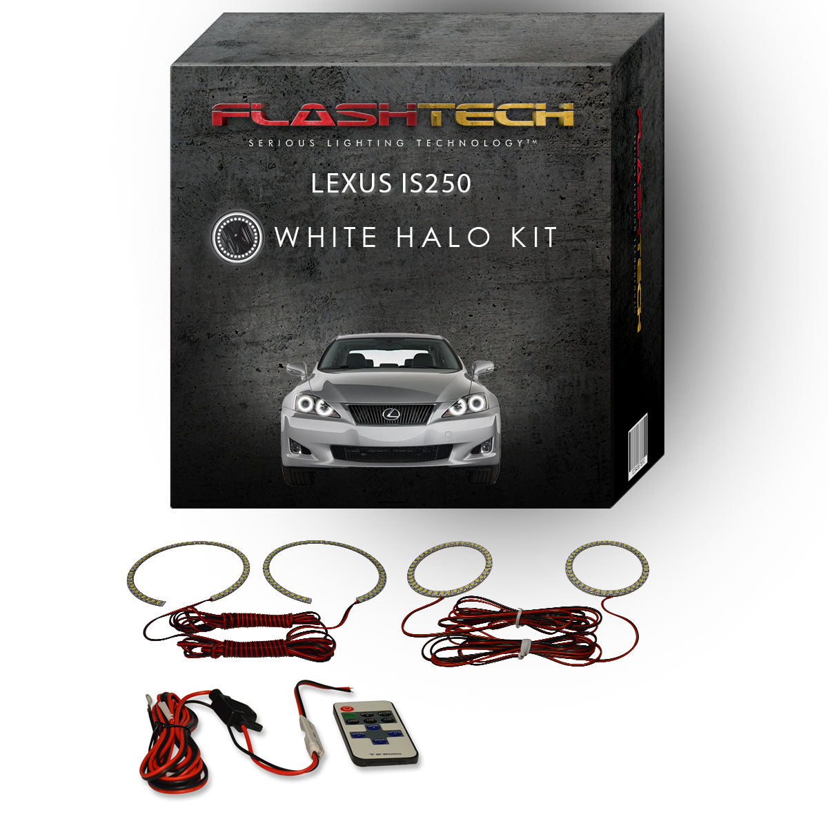 Lexus-IS250-2006, 2007, 2008-LED-Halo-Headlights-White-RF Remote White-LX-IS2500608-WHRF