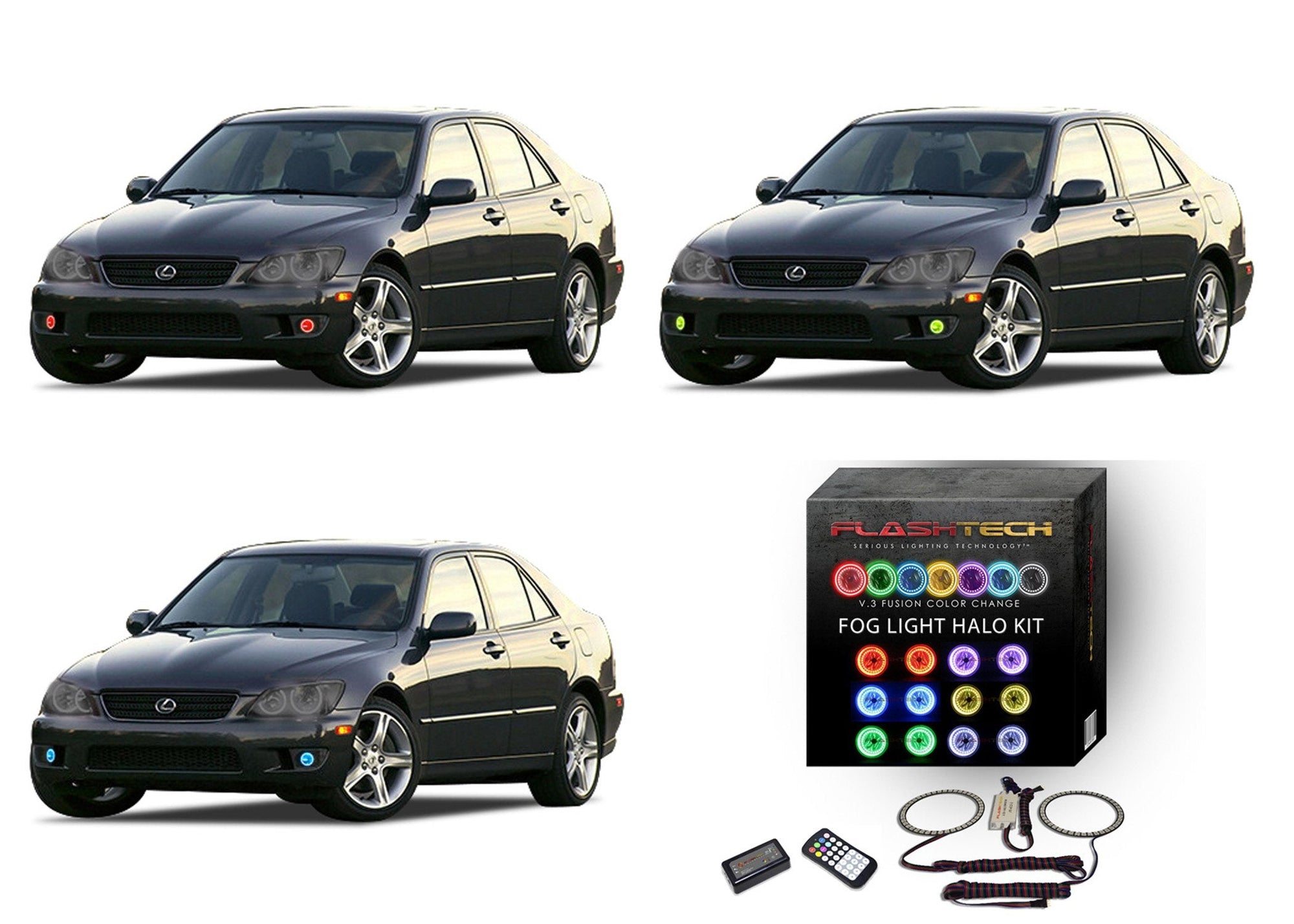Lexus-is300-2001, 2002, 2003, 2004, 2005-LED-Halo-Fog Lights-RGB-Colorfuse RF Remote-LX-IS30105-V3FCFRF