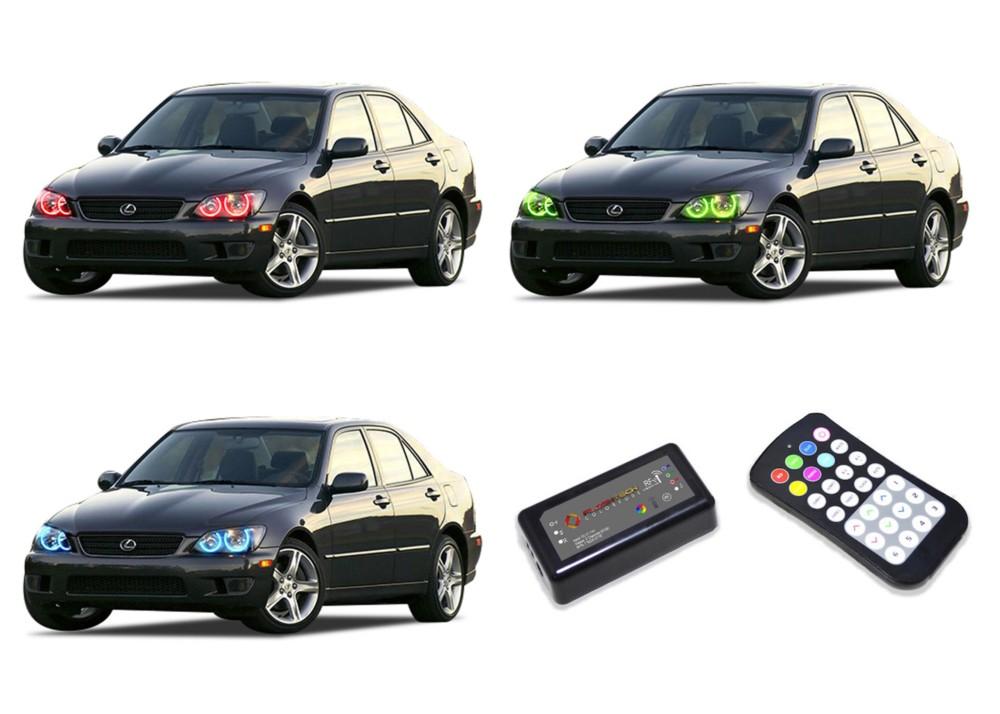Lexus-is300-2001, 2002, 2003, 2004, 2005-LED-Halo-Headlights-RGB-Colorfuse RF Remote-LX-IS30105-V3HCFRF