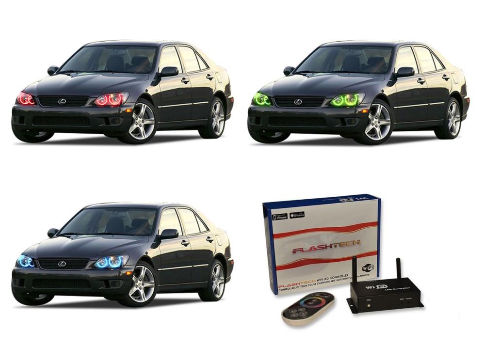 Lexus-is300-2001, 2002, 2003, 2004, 2005-LED-Halo-Headlights-RGB-WiFi Remote-LX-IS30105-V3HWI