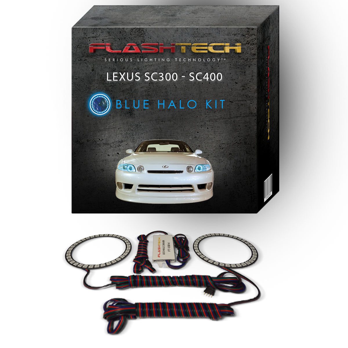 Lexus-SC300-1992, 1993, 1994, 1995, 1996, 1997, 1998, 1999, 2000, 2001, 2002-LED-Halo-Headlights-RGB-No Remote-LX-SC39202-V3H
