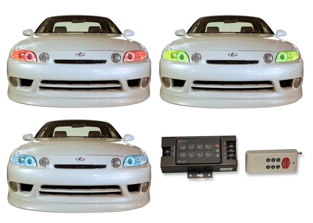 Lexus-SC300-1992, 1993, 1994, 1995, 1996, 1997, 1998, 1999, 2000, 2001, 2002-LED-Halo-Headlights-RGB-RF Remote-LX-SC39202-V3HRF