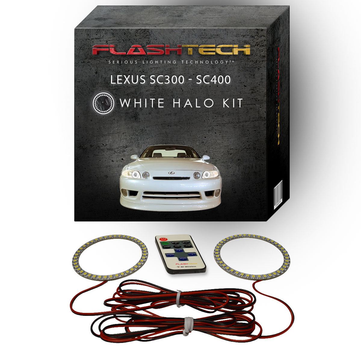 Lexus-SC300-1992, 1993, 1994, 1995, 1996, 1997, 1998, 1999, 2000, 2001, 2002-LED-Halo-Headlights-White-RF Remote White-LX-SC39202-WHRF