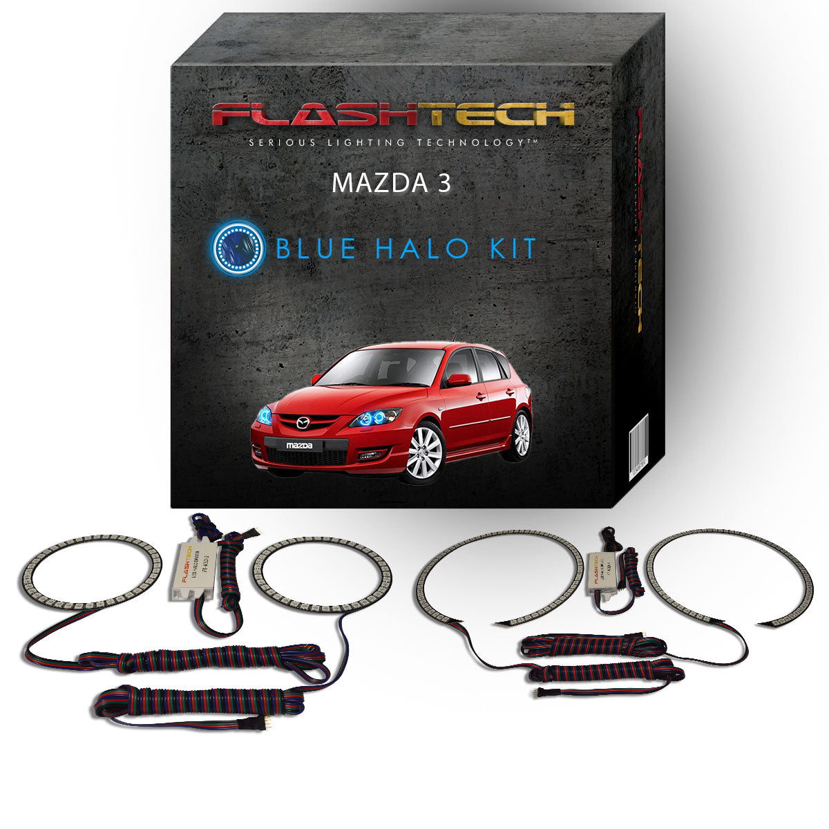 Mazda-3-2004, 2005, 2006, 2007, 2008, 2009-LED-Halo-Headlights-RGB-No Remote-MA-M30409-V3H