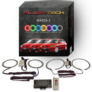 Mazda-3-2004, 2005, 2006, 2007, 2008, 2009-LED-Halo-Headlights-RGB-IR Remote-MA-M30409-V3HIR
