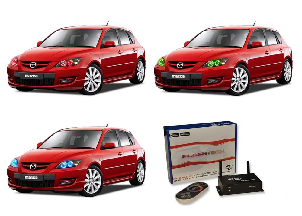 Mazda-3-2004, 2005, 2006, 2007, 2008, 2009-LED-Halo-Headlights-RGB-WiFi Remote-MA-M30409-V3HWI