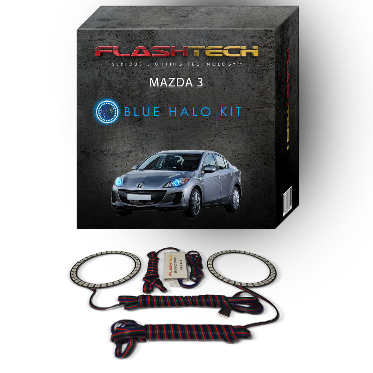 Mazda-3-2010, 2011, 2012, 2013-LED-Halo-Headlights-RGB-No Remote-MA-M31013-V3H