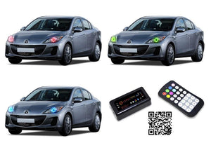 Mazda-3-2010, 2011, 2012, 2013-LED-Halo-Headlights-RGB-Bluetooth RF Remote-MA-M31013-V3HBTRF