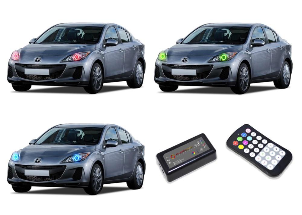 Mazda-3-2010, 2011, 2012, 2013-LED-Halo-Headlights-RGB-Colorfuse RF Remote-MA-M31013-V3HCFRF