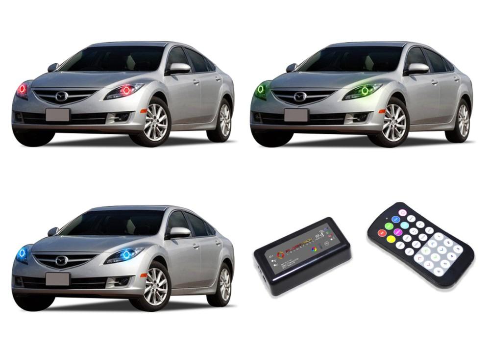 Mazda-6-2011, 2012, 2013-LED-Halo-Headlights-RGB-Colorfuse RF Remote-MA-M60910-V3HCFRF
