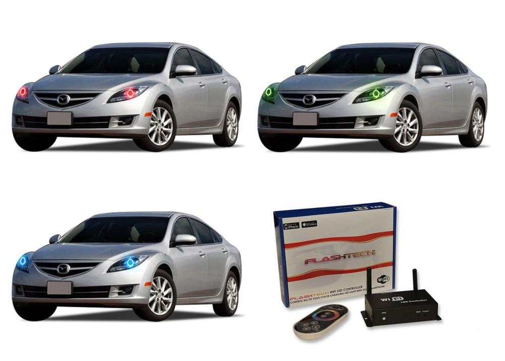 Mazda-6-2011, 2012, 2013-LED-Halo-Headlights-RGB-WiFi Remote-MA-M60910-V3HWI