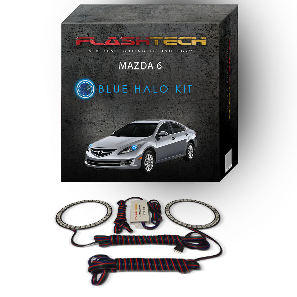 Mazda-6-2011, 2012, 2013-LED-Halo-Headlights-RGB-No Remote-MA-M61113-V3H