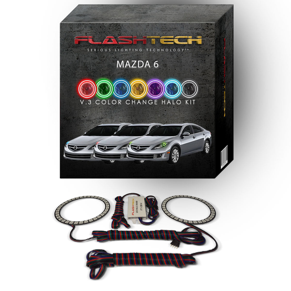 Mazda-6-2011, 2012, 2013-LED-Halo-Headlights-RGB-No Remote-MA-M61113-V3H
