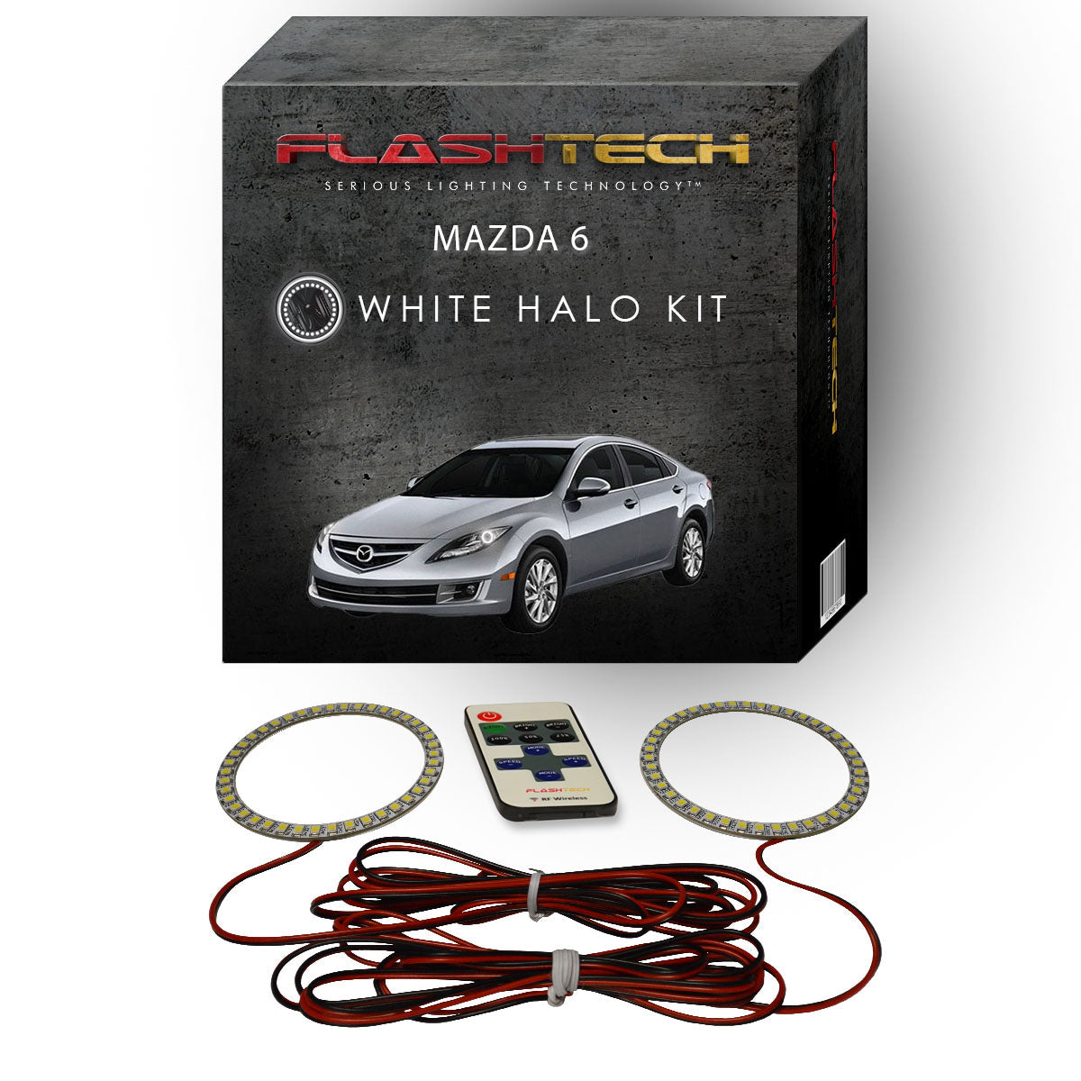 Mazda-6-2011, 2012, 2013-LED-Halo-Headlights-White-RF Remote White-MA-M61113-WHRF