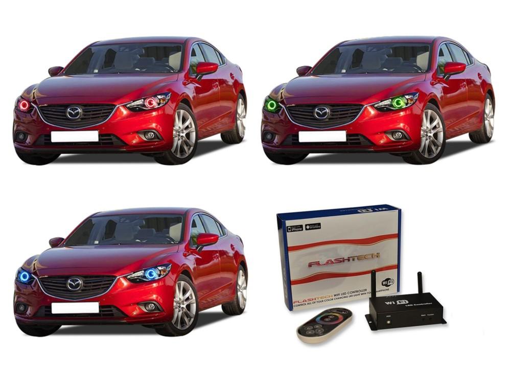 Mazda-6-2014, 2015-LED-Halo-Headlights-RGB-WiFi Remote-MA-M61415-V3HWI