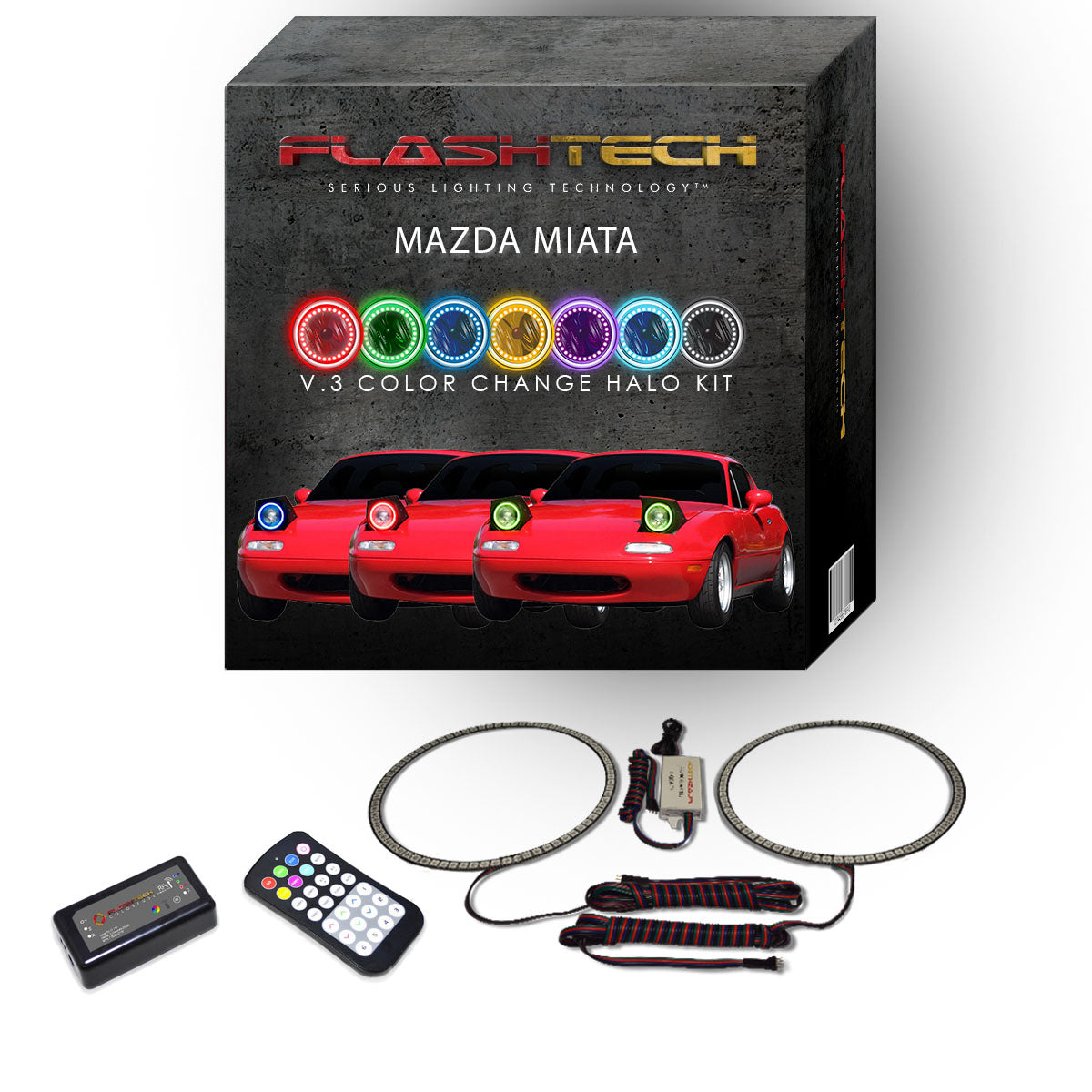 Mazda-Miata-1990, 1991, 1992, 1993, 1994, 1995, 1996, 1997,-LED-Halo-Headlights-RGB-RF Remote-MA-MI9097-V3HRF