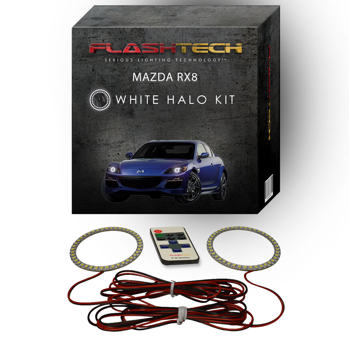 Mazda-RX8-2004, 2005, 2006, 2007, 2008-LED-Halo-Headlights-White-RF Remote White-MA-RX80408-WHRF