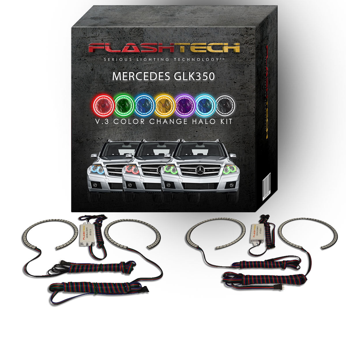 Mercedes-GLK350-2013, 2014-LED-Halo-Headlights-RGB-No Remote-MC-GLK1314-V3H