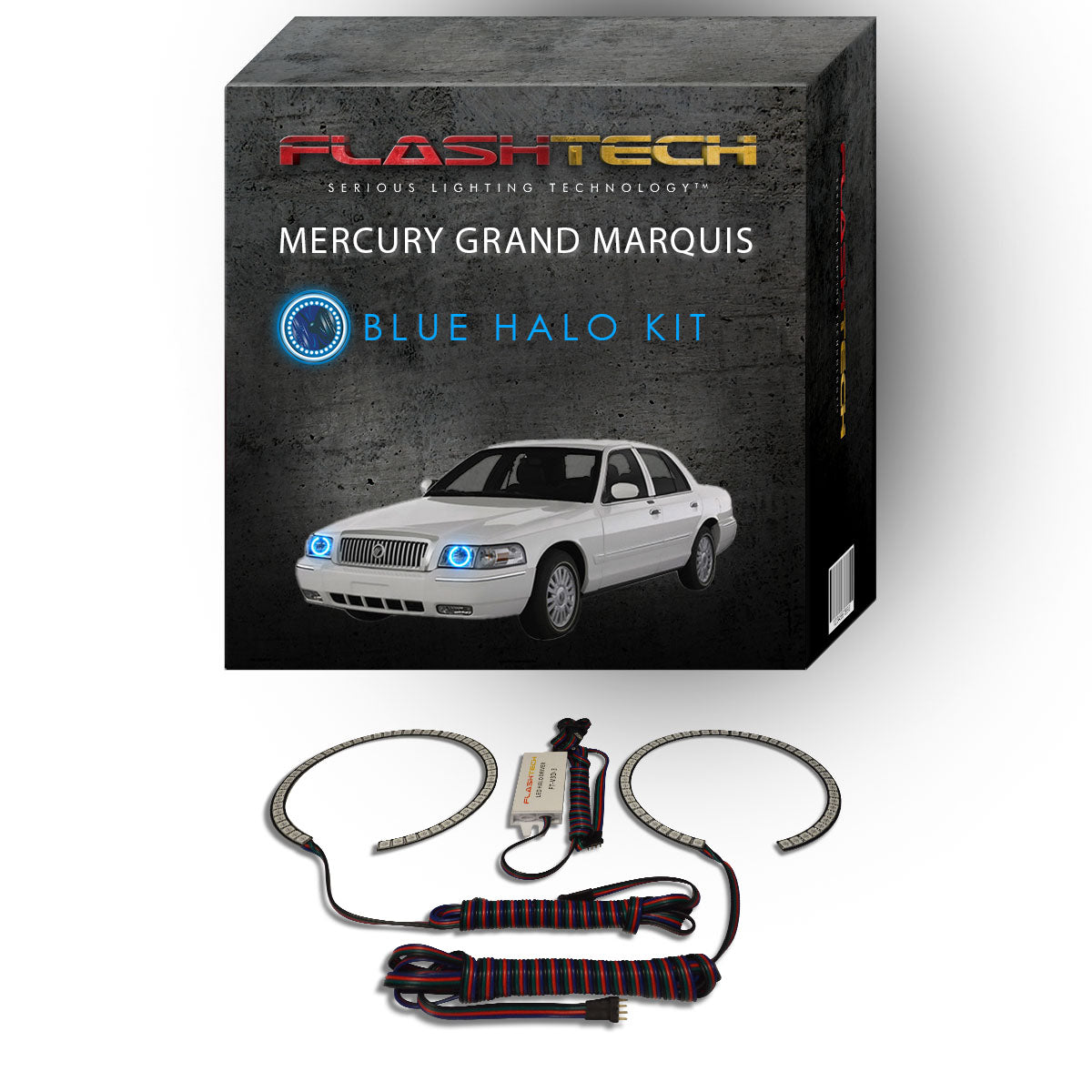 Mercury-Grand Marquis-2006, 2007, 2008, 2009, 2010, 2011-LED-Halo-Headlights-RGB-No Remote-ME-GM0611-V3H
