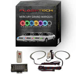 Mercury-Grand Marquis-2006, 2007, 2008, 2009, 2010, 2011-LED-Halo-Headlights-RGB-IR Remote-ME-GM0611-V3HIR