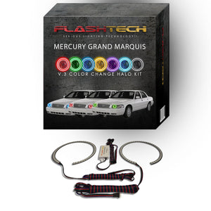 Mercury-Grand Marquis-2006, 2007, 2008, 2009, 2010, 2011-LED-Halo-Headlights-RGB-No Remote-ME-GM0611-V3H